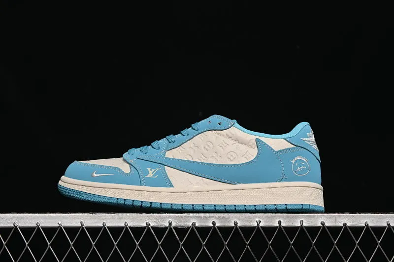 All categories Air Jordan Jordan series basketball shoes Air Jordan 1 Low High-end customized low-top sneakers Travis Scott x Fragment Design x Air Jordan 1 Low OG SP AJ1 Joe 1 LV joint light sky blue low-top cultural casual sneakers LD2025-034